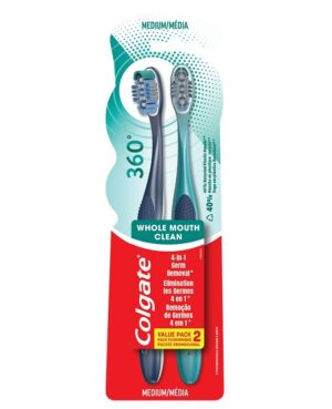 360 Whole Mouth Clean Medium Toothbrush 2-pack